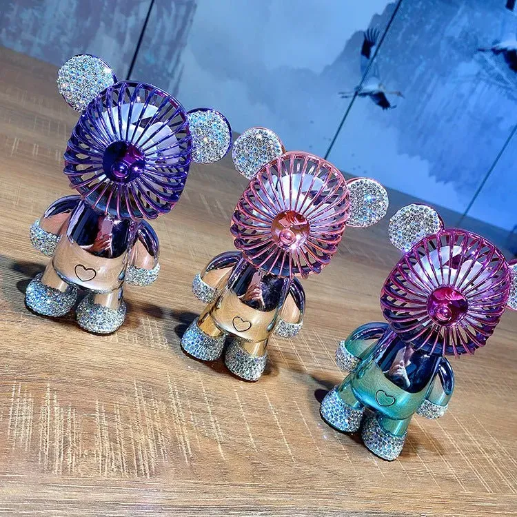 🔥Colorful Gradient Portable USB Mini Bear Electric Handheld Fan🎉